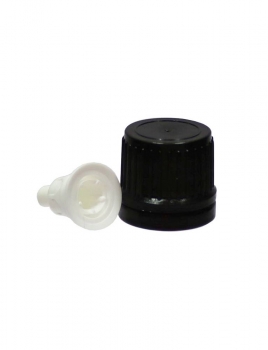 Schraubverschluss DIN18 schwarz mit Randtropfer und Originalitätsverschluss für dickere Öle